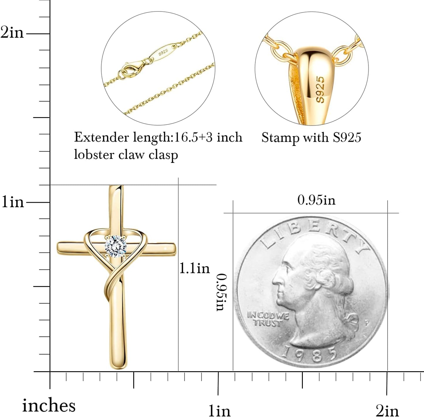 Birthstone Cross Necklace