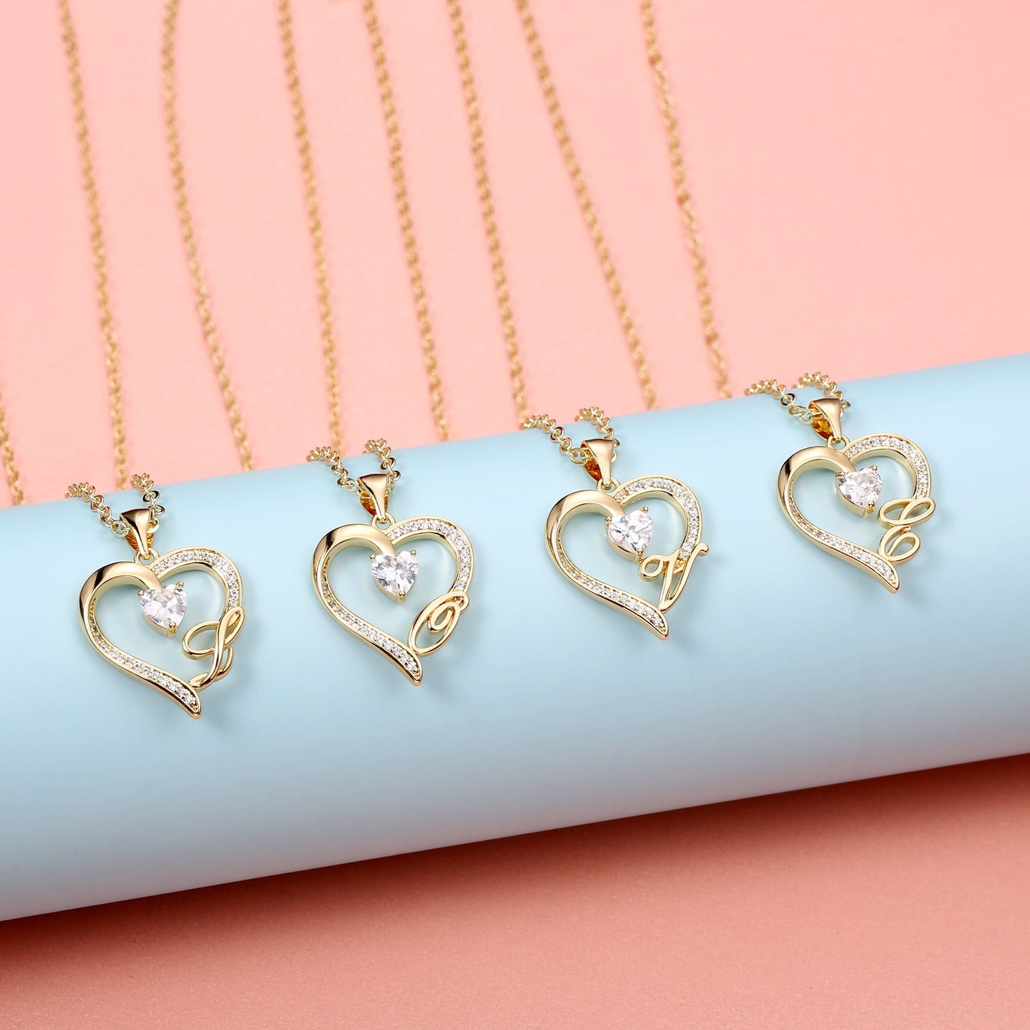 Initial Heart Necklace for Women