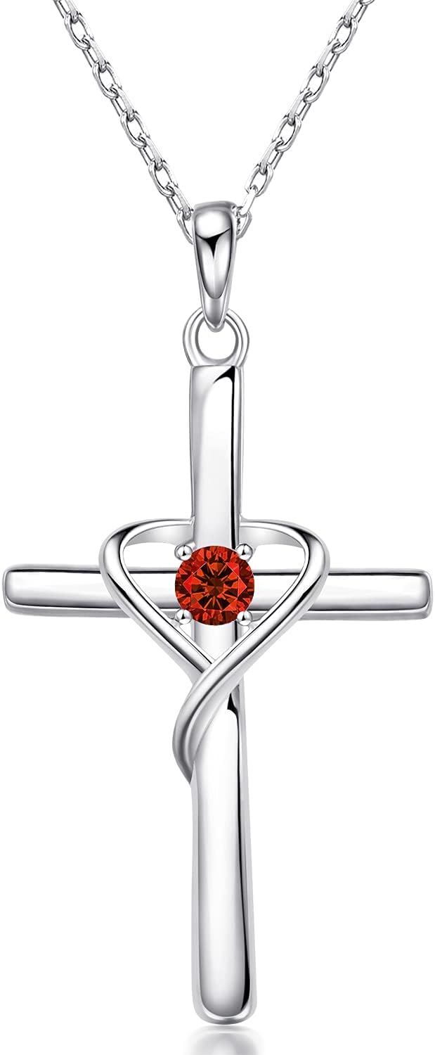 Birthstone Cross Necklace