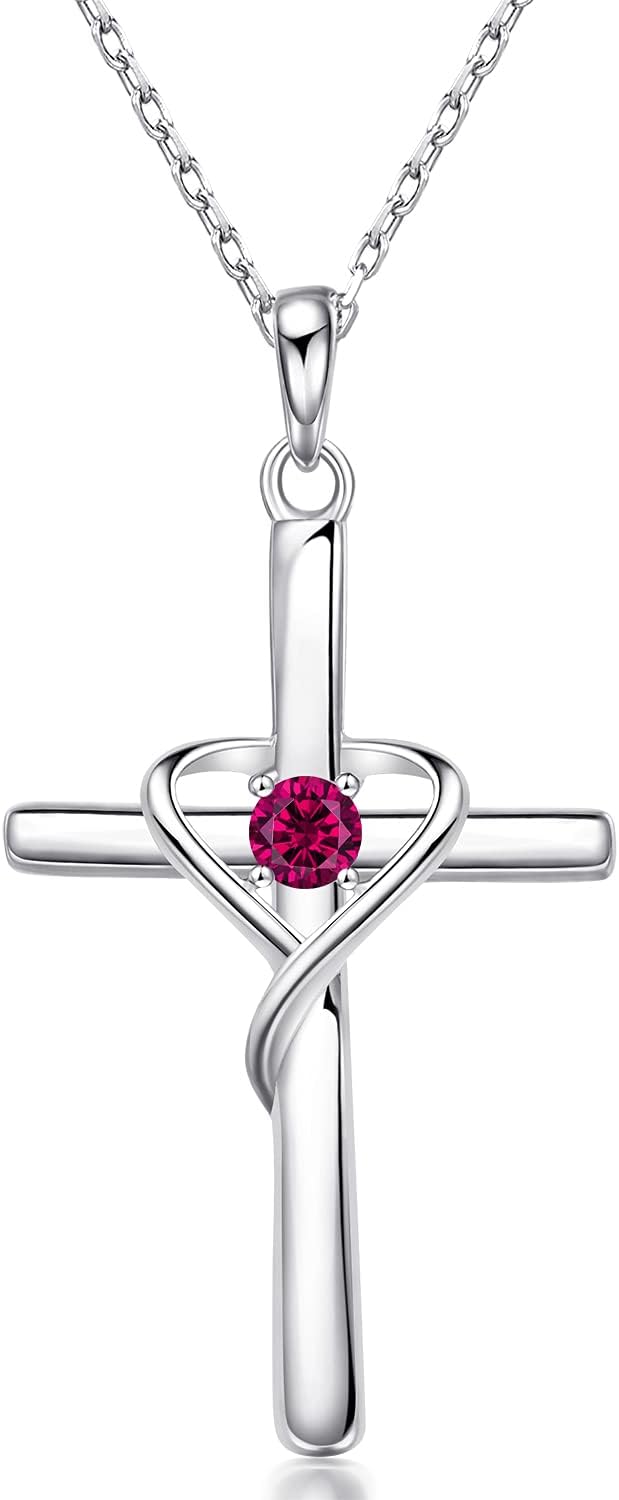 Birthstone Cross Necklace