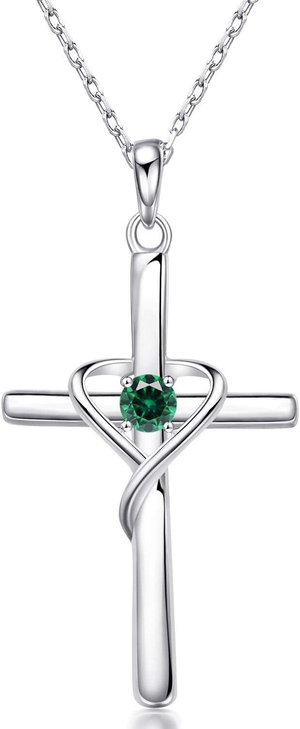 Birthstone Cross Necklace