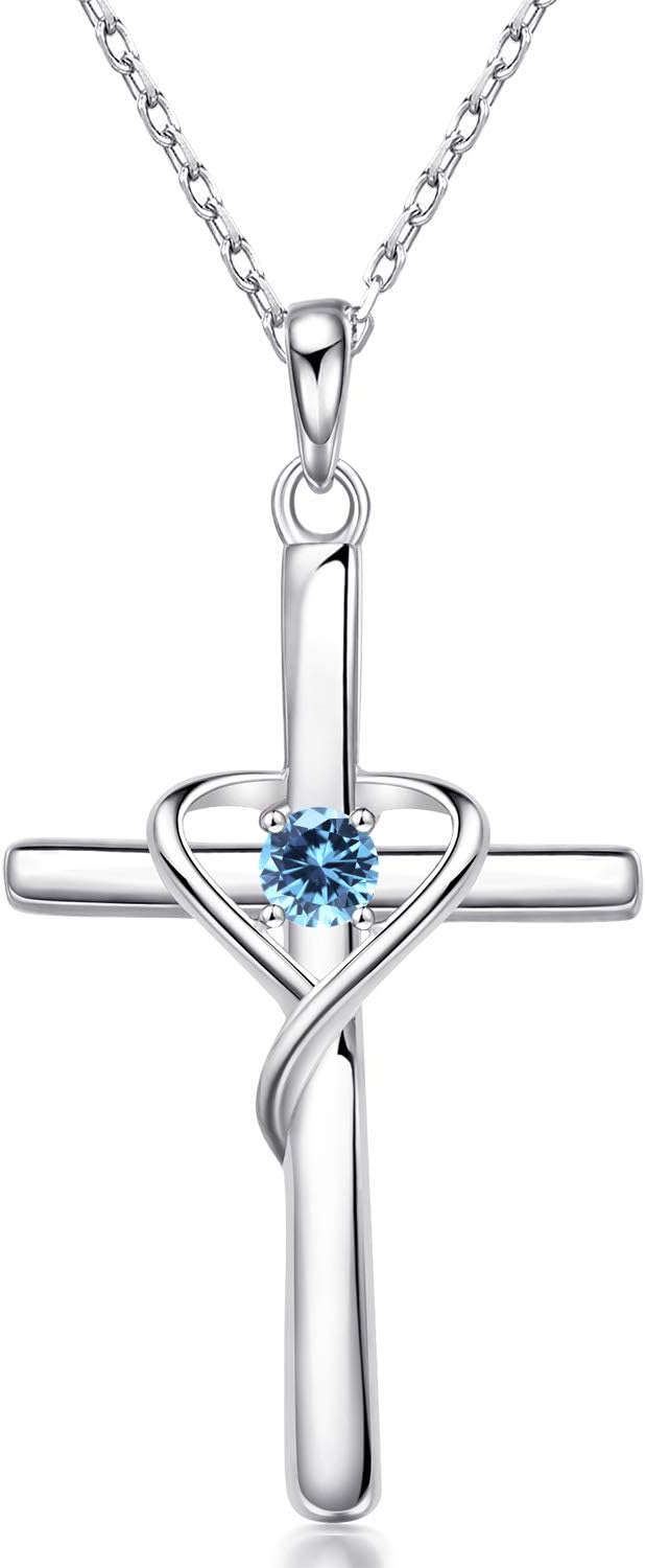Birthstone Cross Necklace