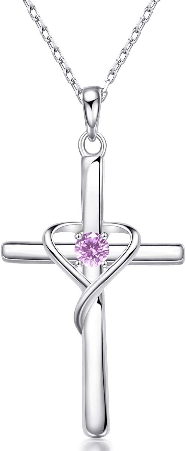 Birthstone Cross Necklace