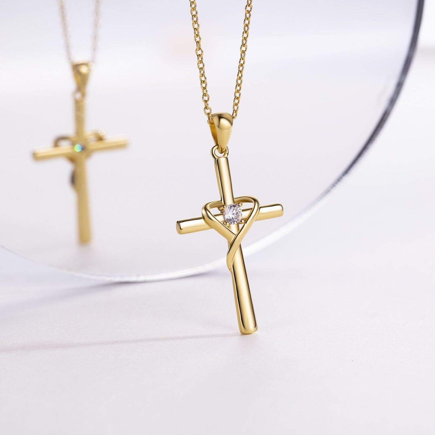 Birthstone Cross Necklace