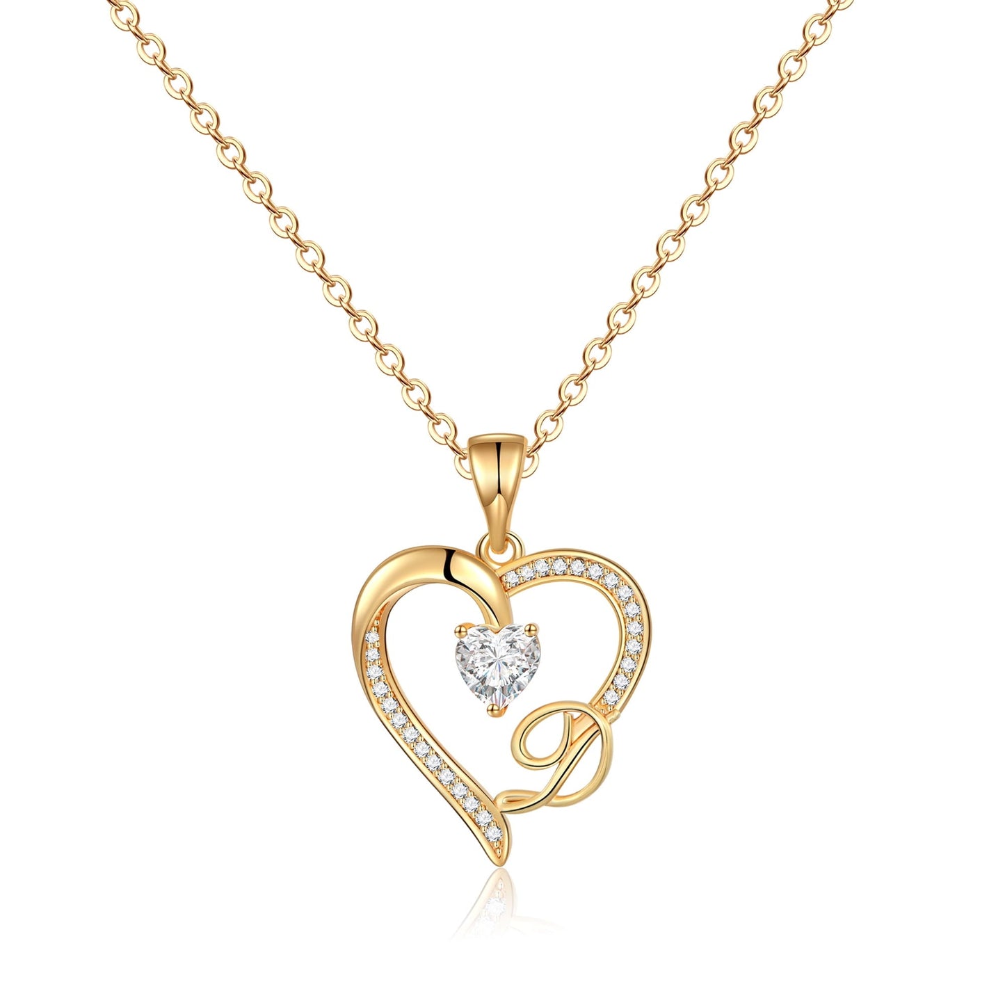 Initial Heart Necklace for Women