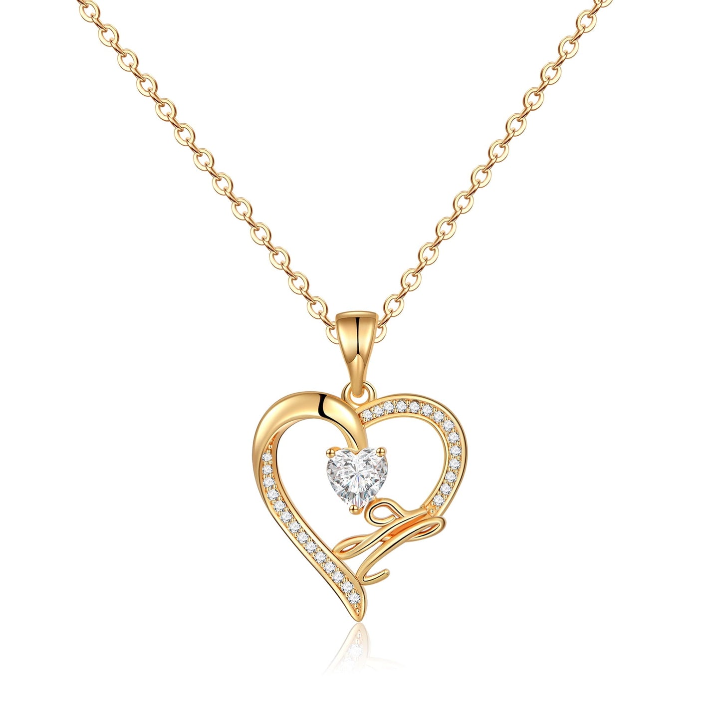 Initial Heart Necklace for Women