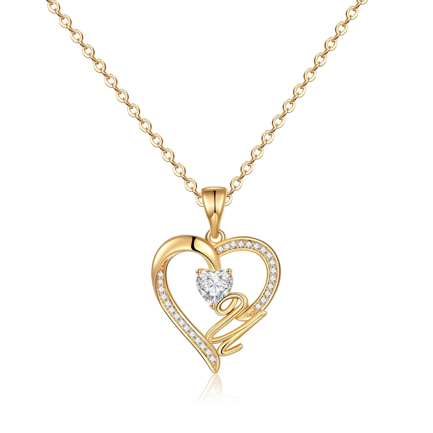 Initial Heart Necklace for Women