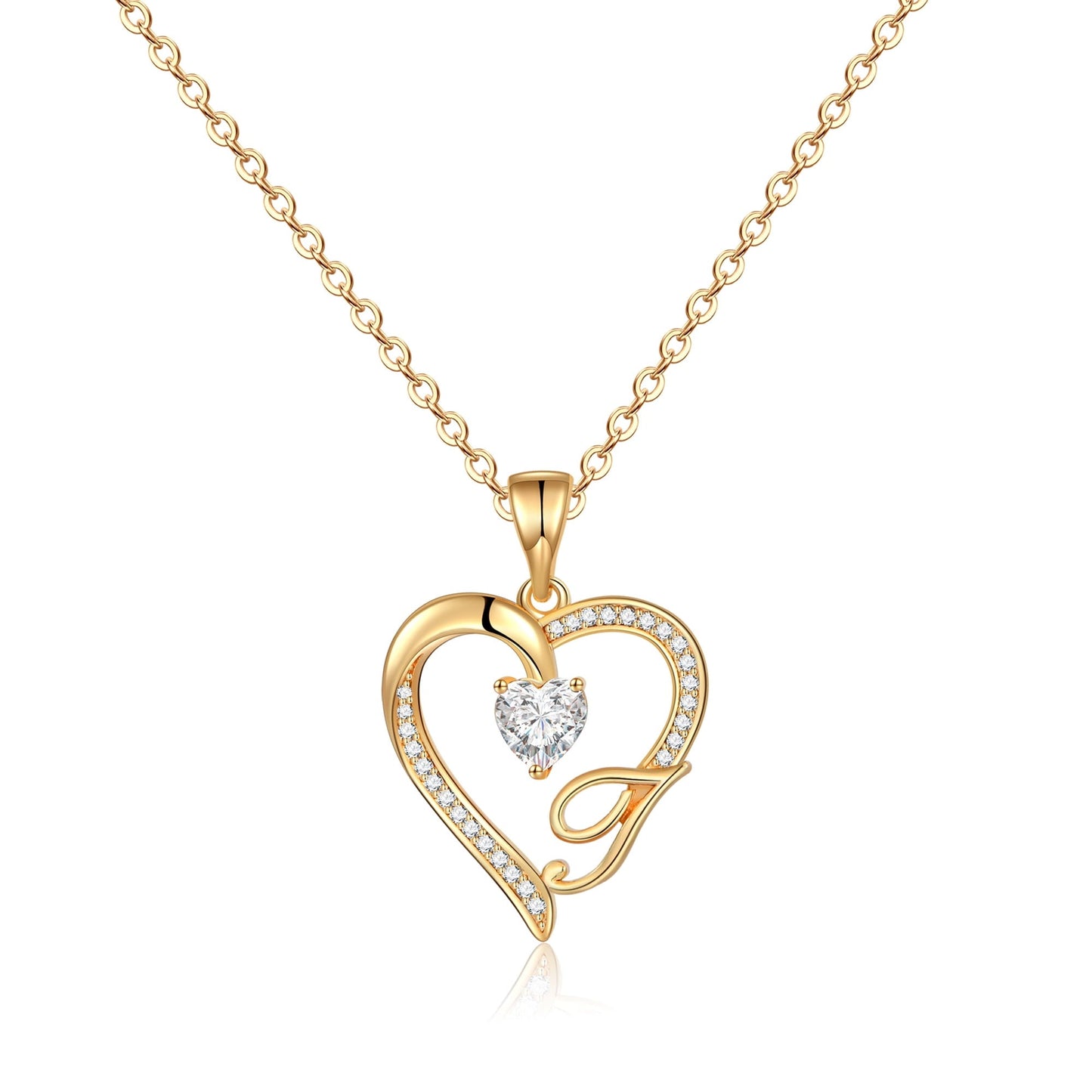 Initial Heart Necklace for Women