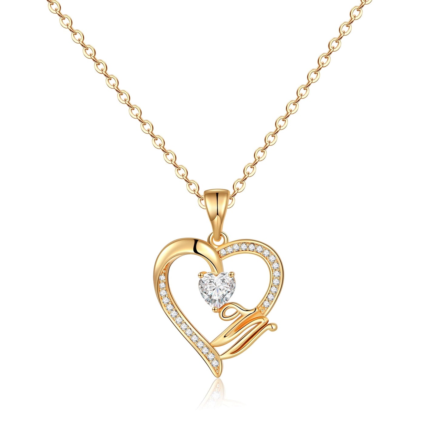 Initial Heart Necklace for Women