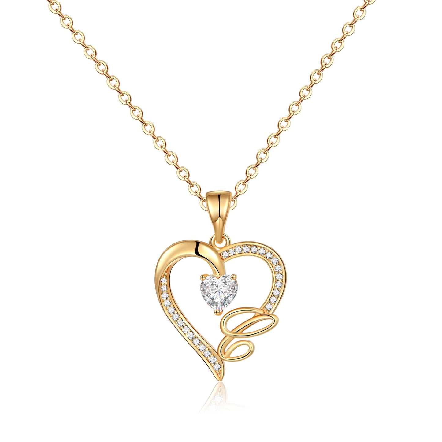 Initial Heart Necklace for Women