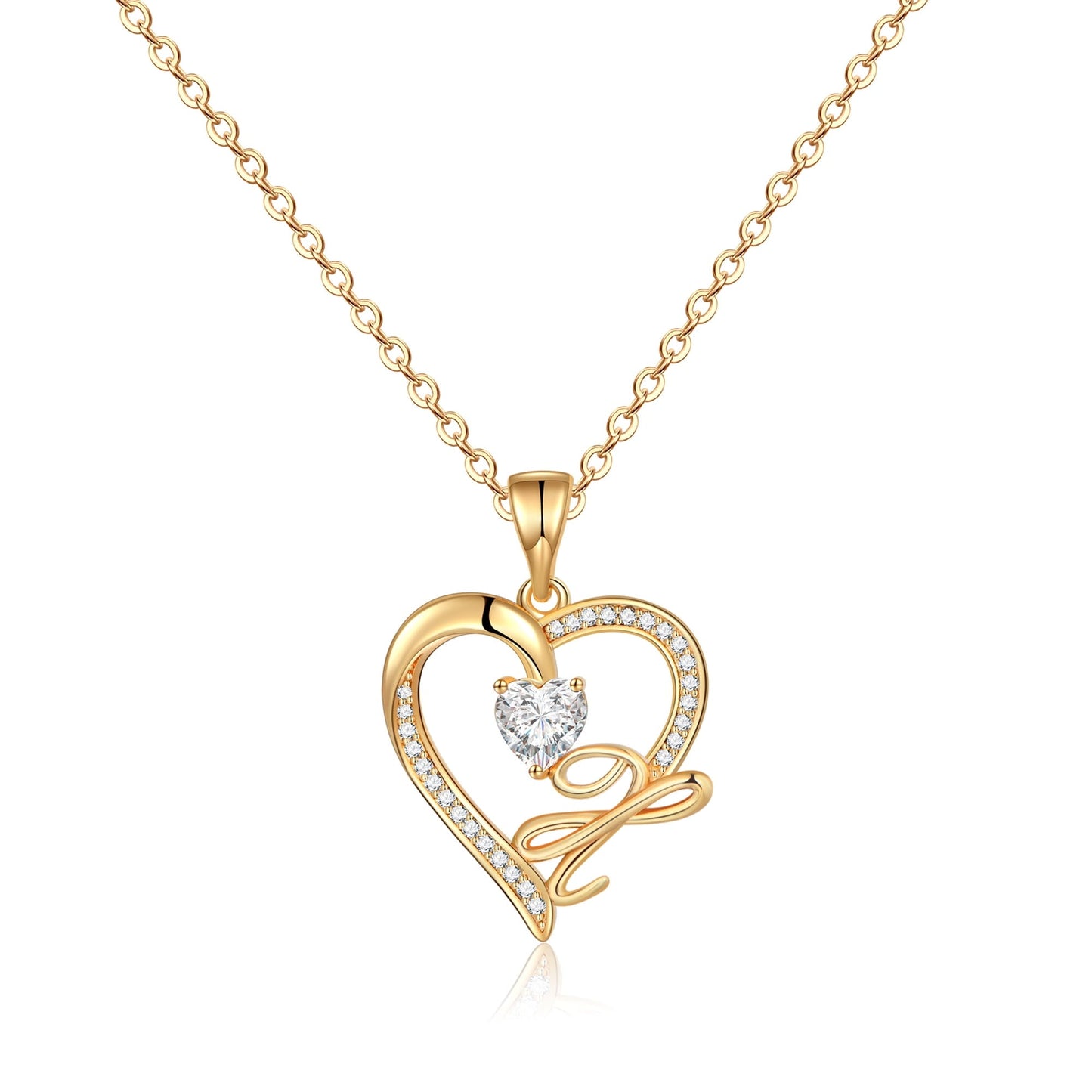 Initial Heart Necklace for Women