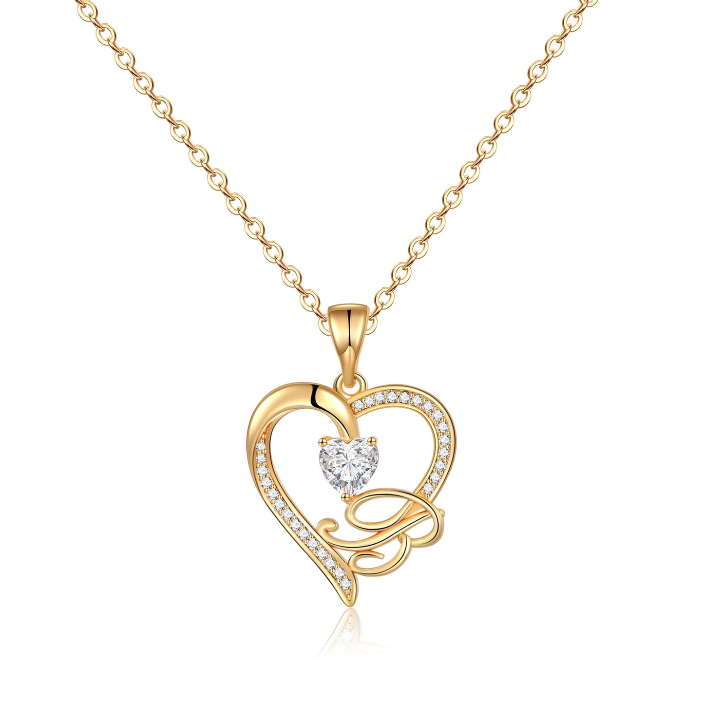 Initial Heart Necklace for Women