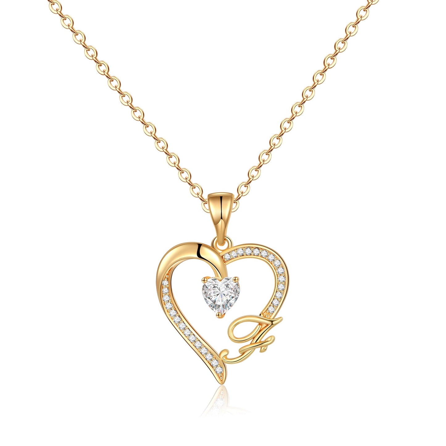 Initial Heart Necklace for Women