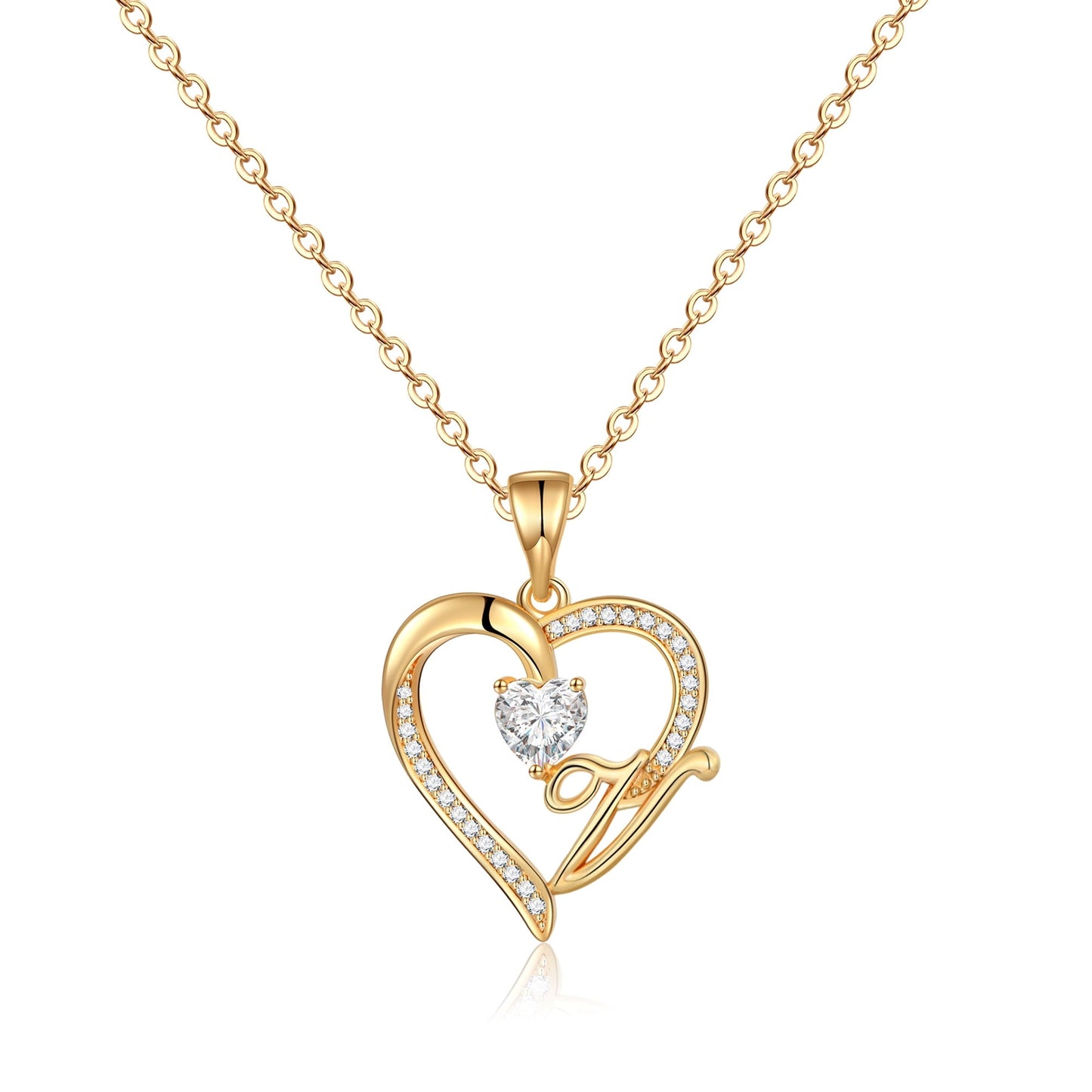 Initial Heart Necklace for Women
