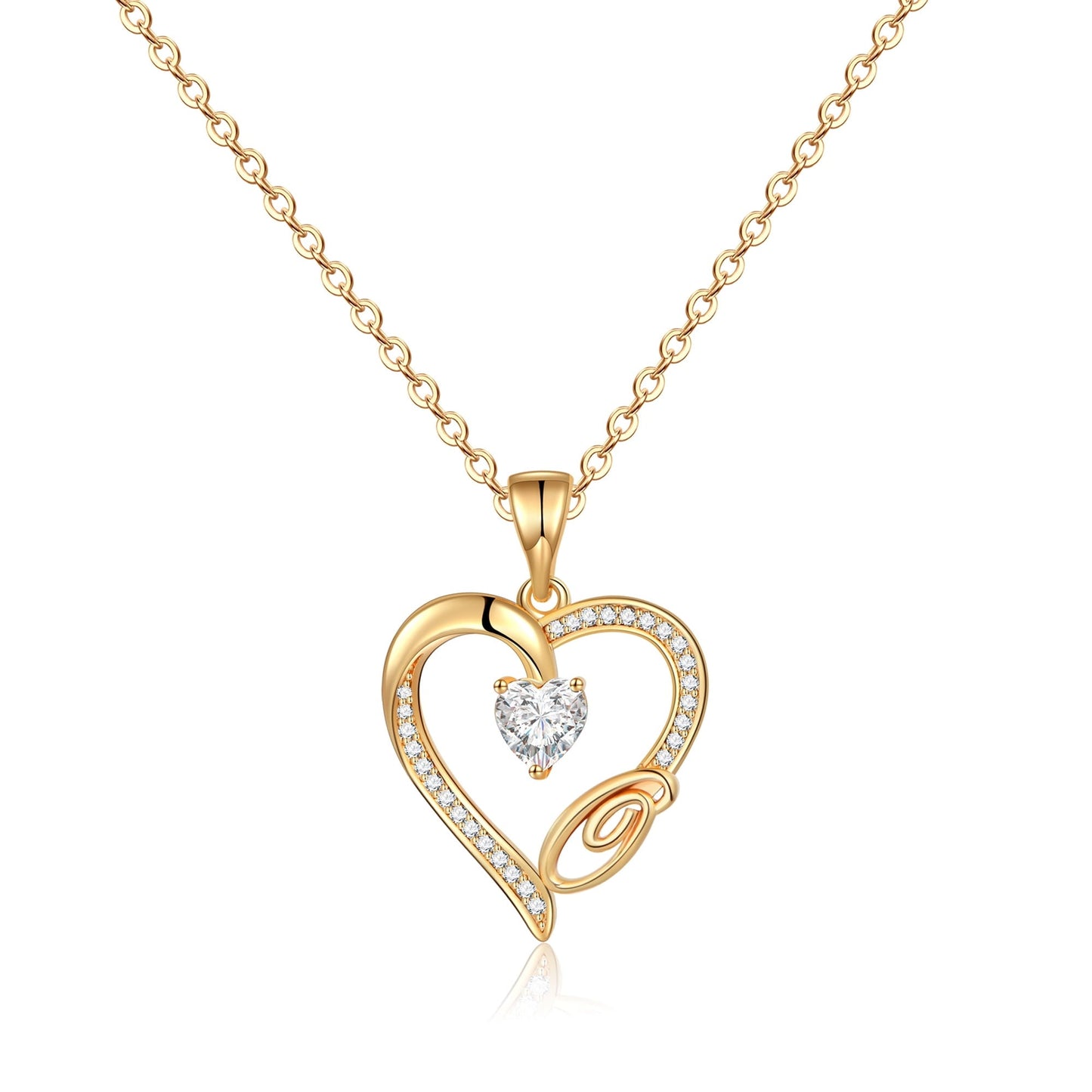 Initial Heart Necklace for Women