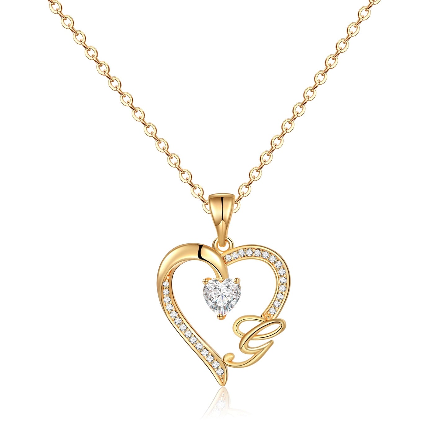 Initial Heart Necklace for Women