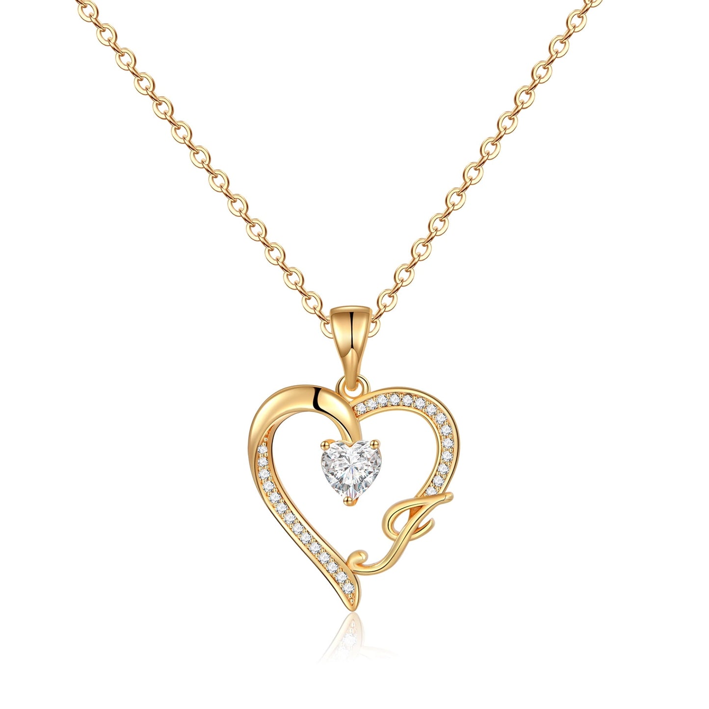 Initial Heart Necklace for Women