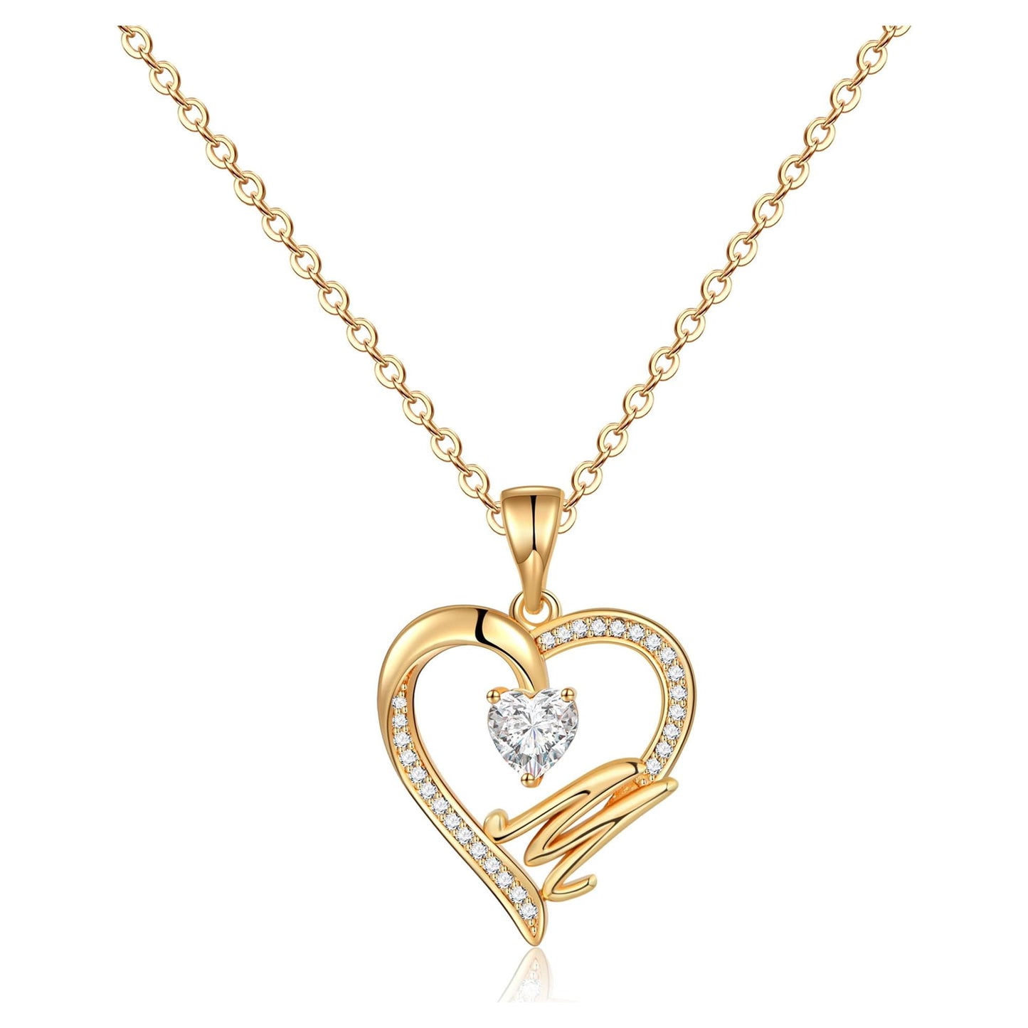 Initial Heart Necklace for Women