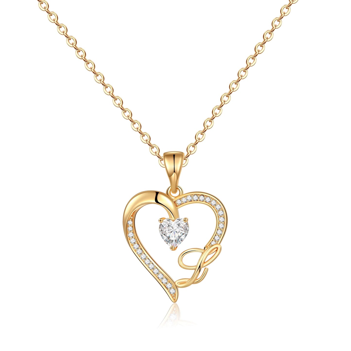 Initial Heart Necklace for Women