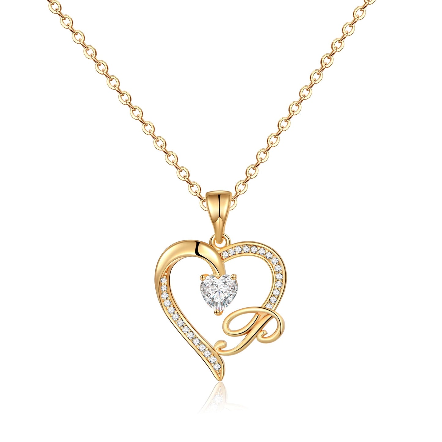 Initial Heart Necklace for Women