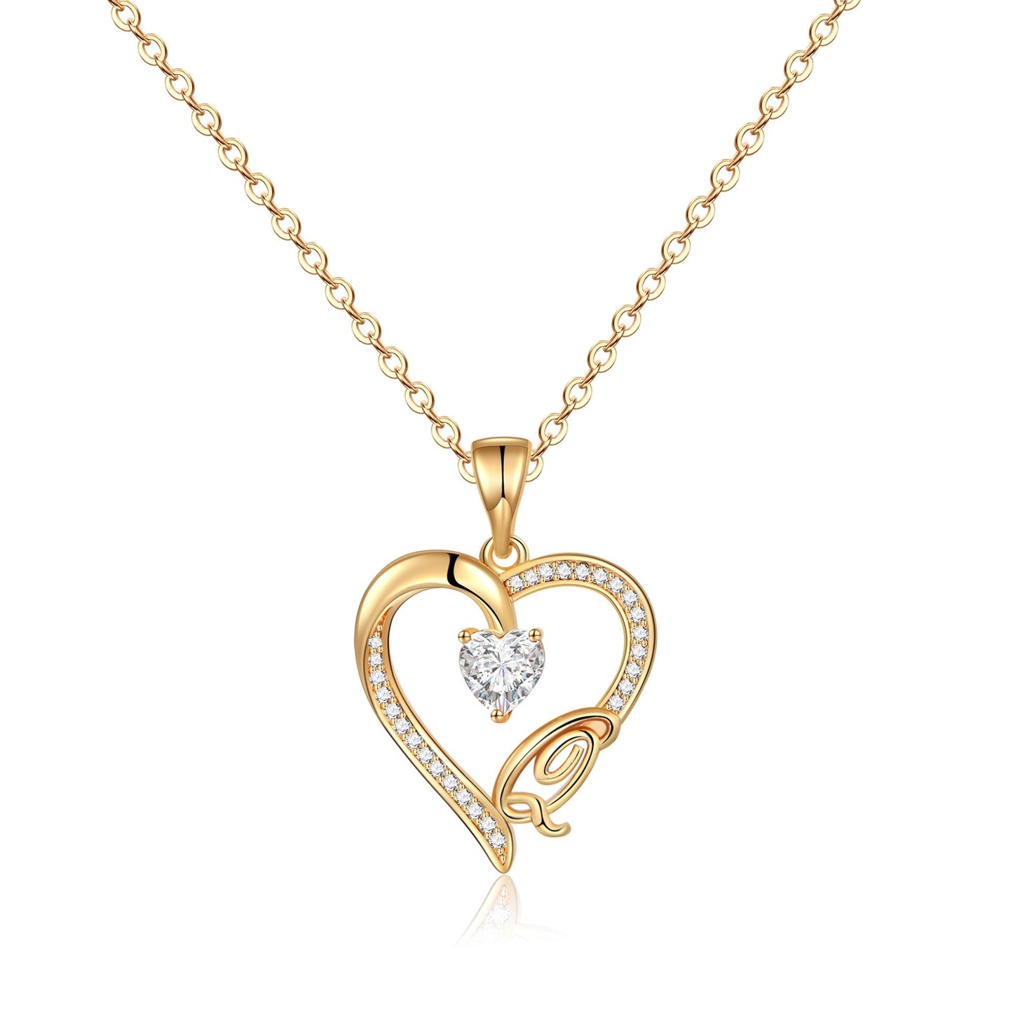 Initial Heart Necklace for Women