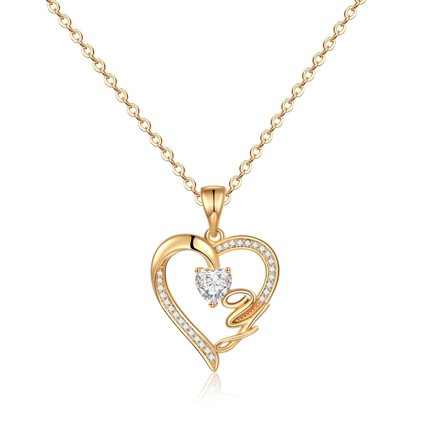 Initial Heart Necklace for Women