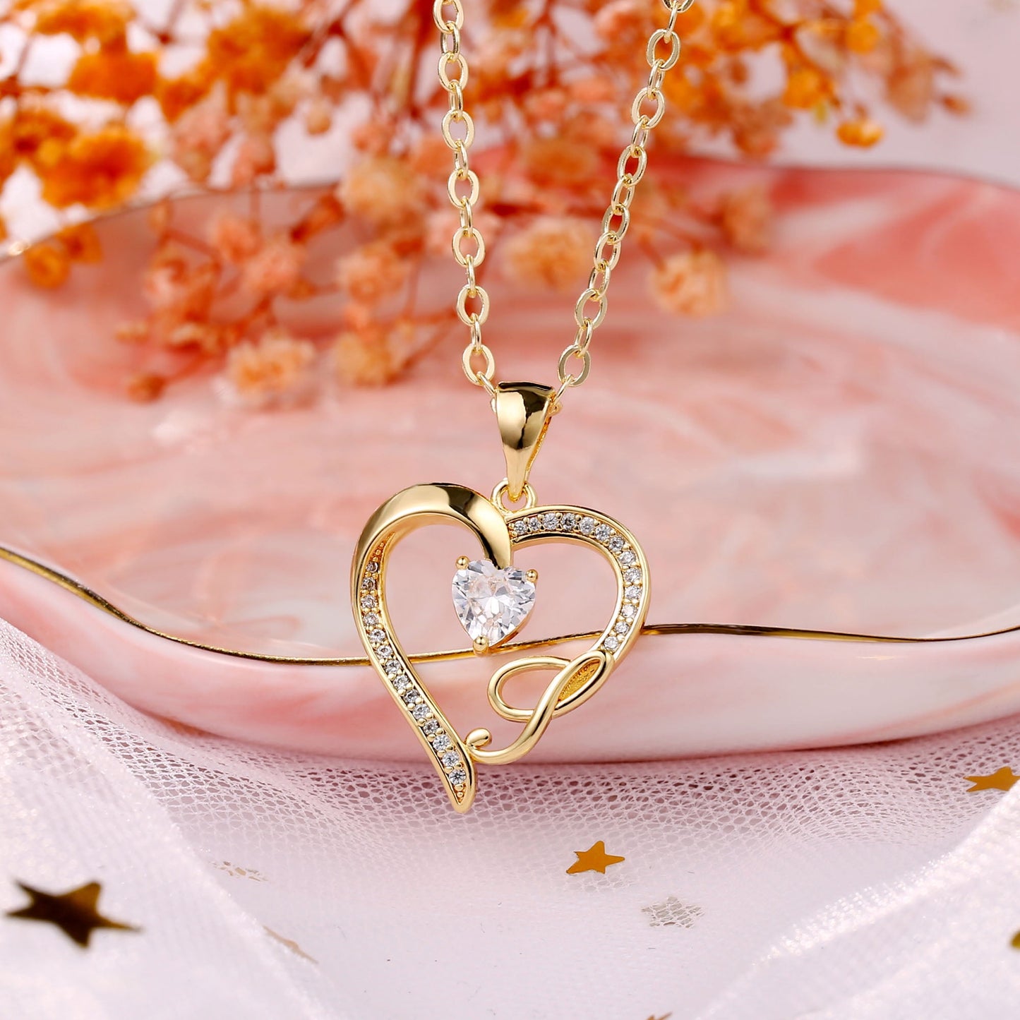 Initial Heart Necklace for Women