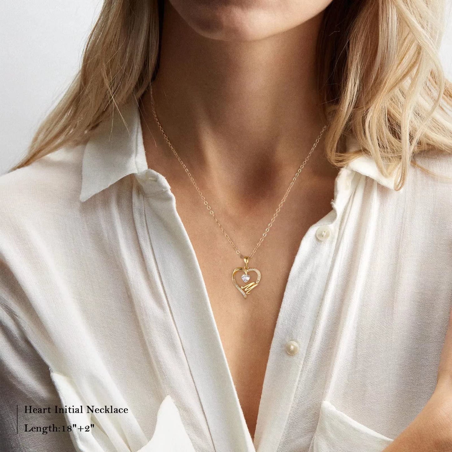 Initial Heart Necklace for Women