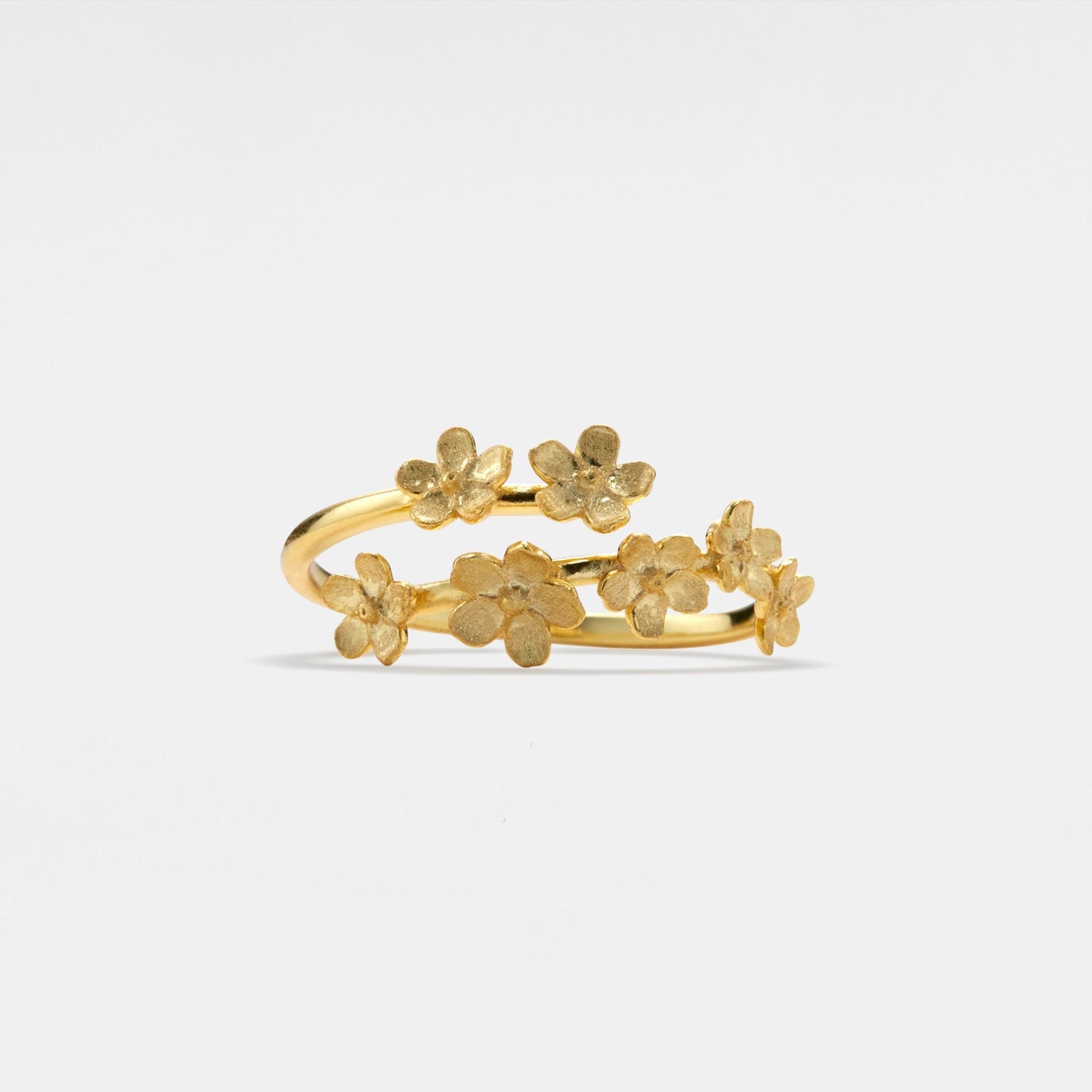 Cherry Blossom Bypass Ring • Gold Sakura Flower Stacking Ring • Sterling Silver Friendship Jewelry • Trendy Best Friend Gift