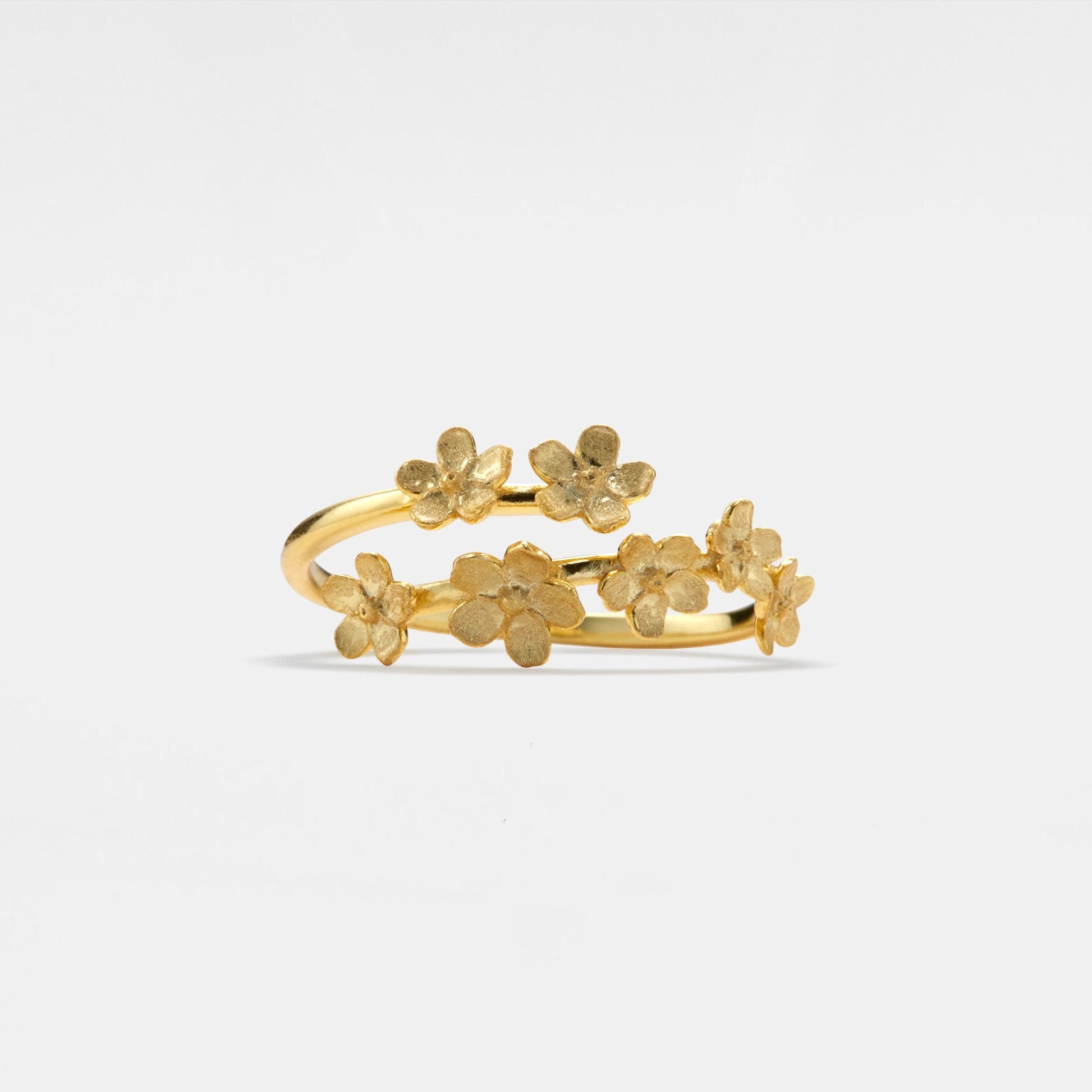 Cherry Blossom Bypass Ring • Gold Sakura Flower Stacking Ring • Sterling Silver Friendship Jewelry • Trendy Best Friend Gift