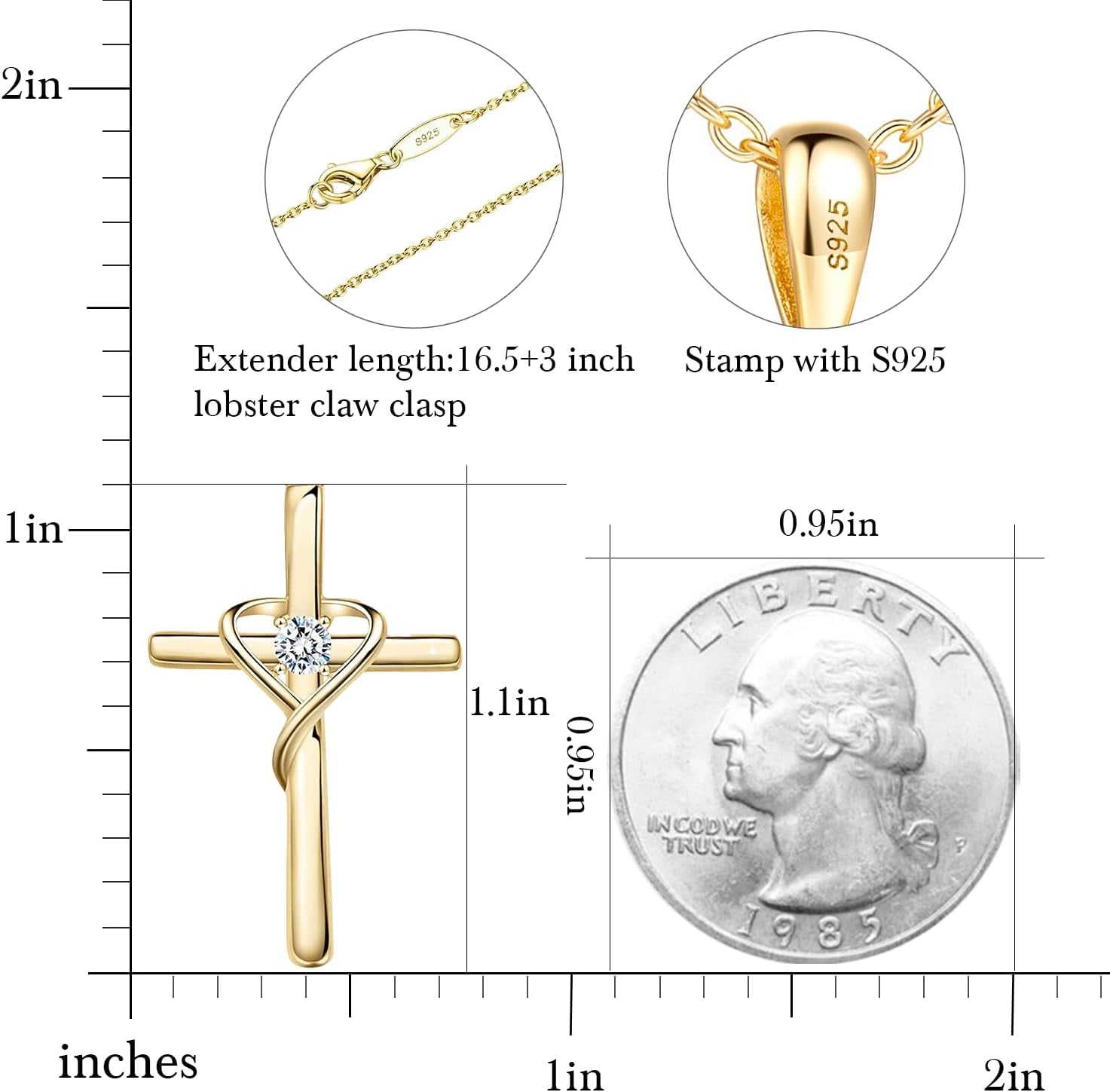 Birthstone Cross Necklace 