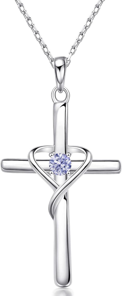 Birthstone Cross Necklace 
