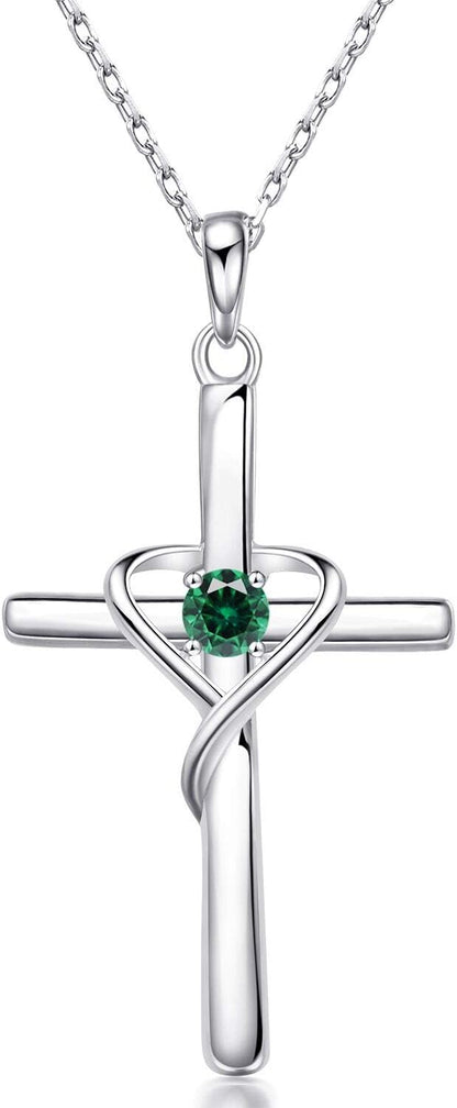 Birthstone Cross Necklace 
