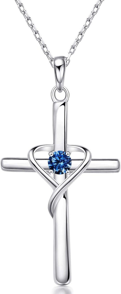 Birthstone Cross Necklace 