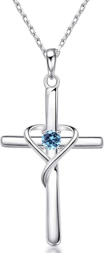 Birthstone Cross Necklace 