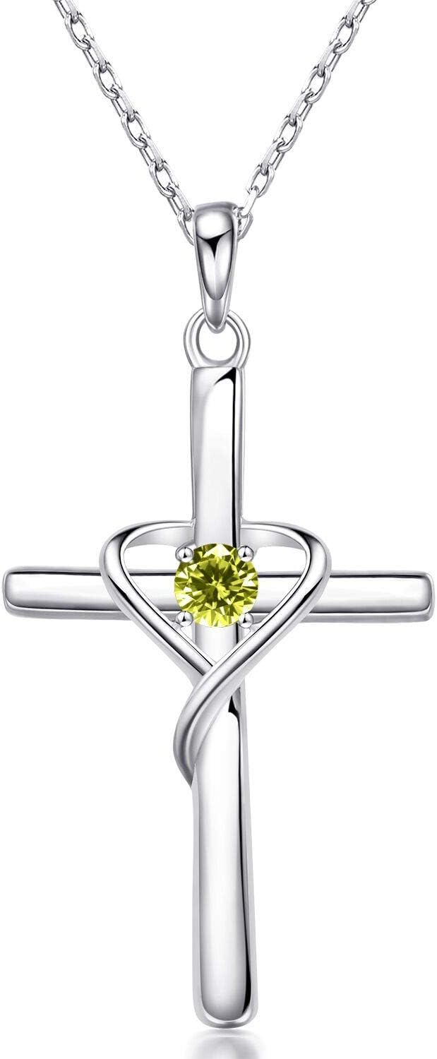 Birthstone Cross Necklace 