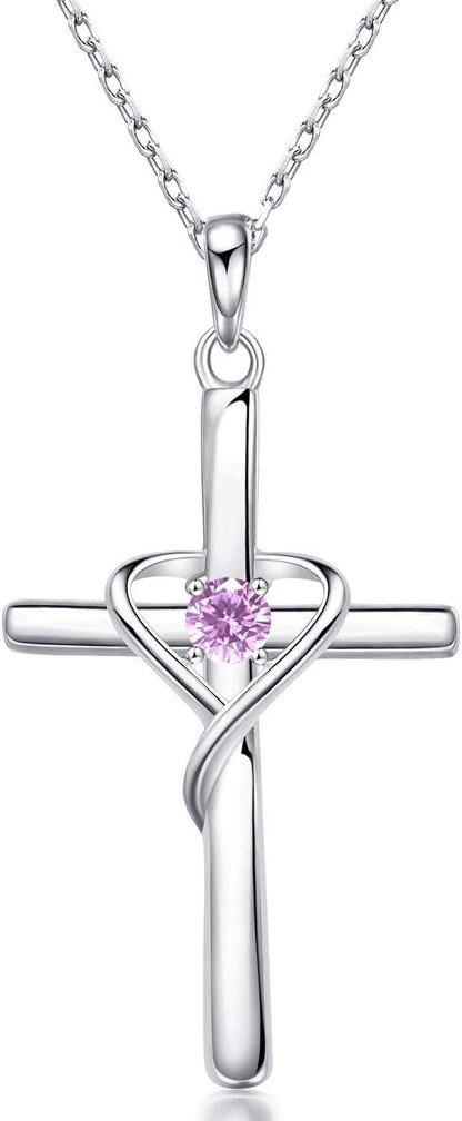 Birthstone Cross Necklace 