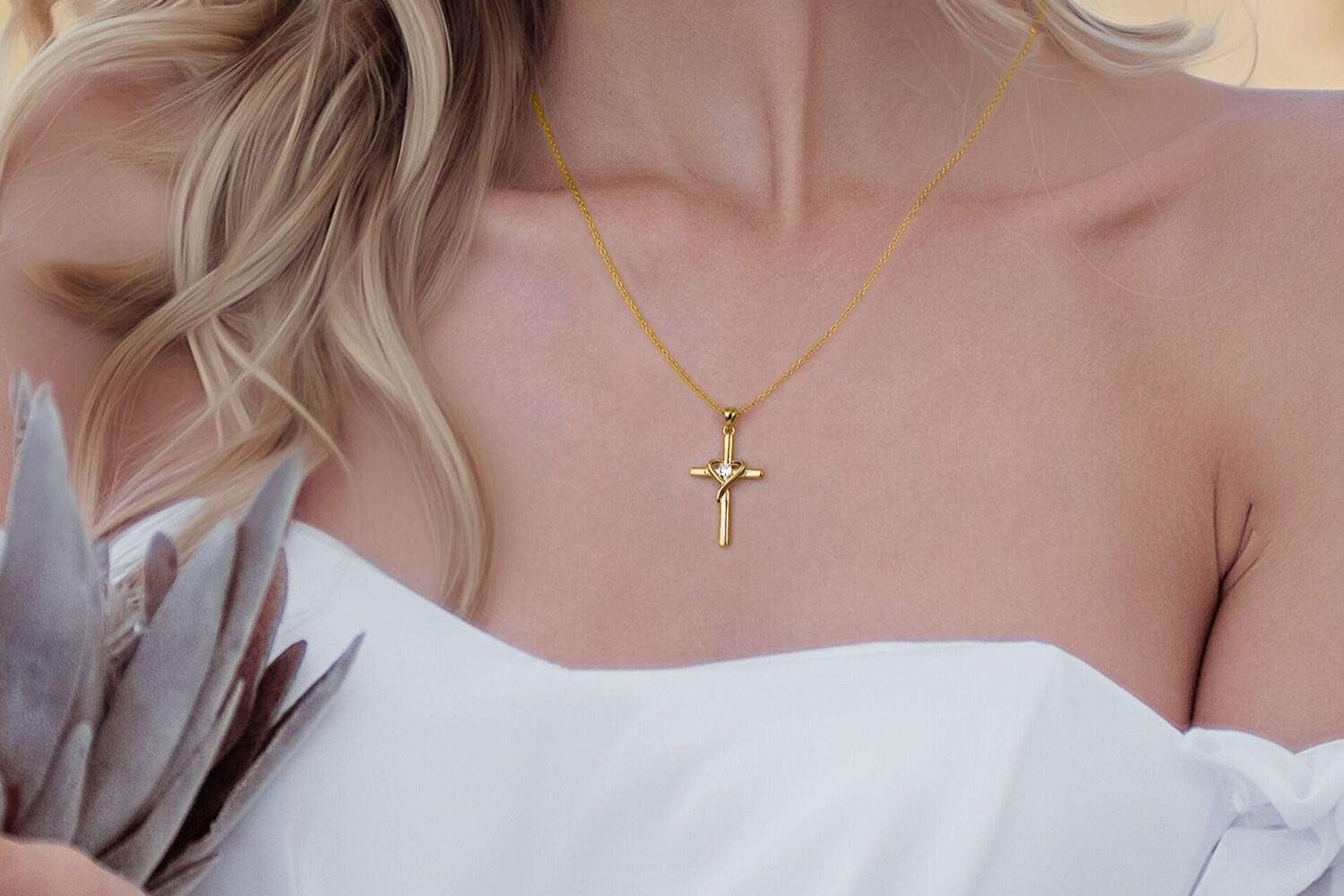 Birthstone Cross Necklace 