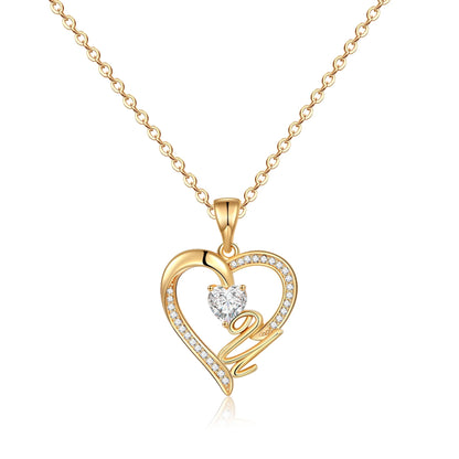 Initial Heart Necklace for Women 