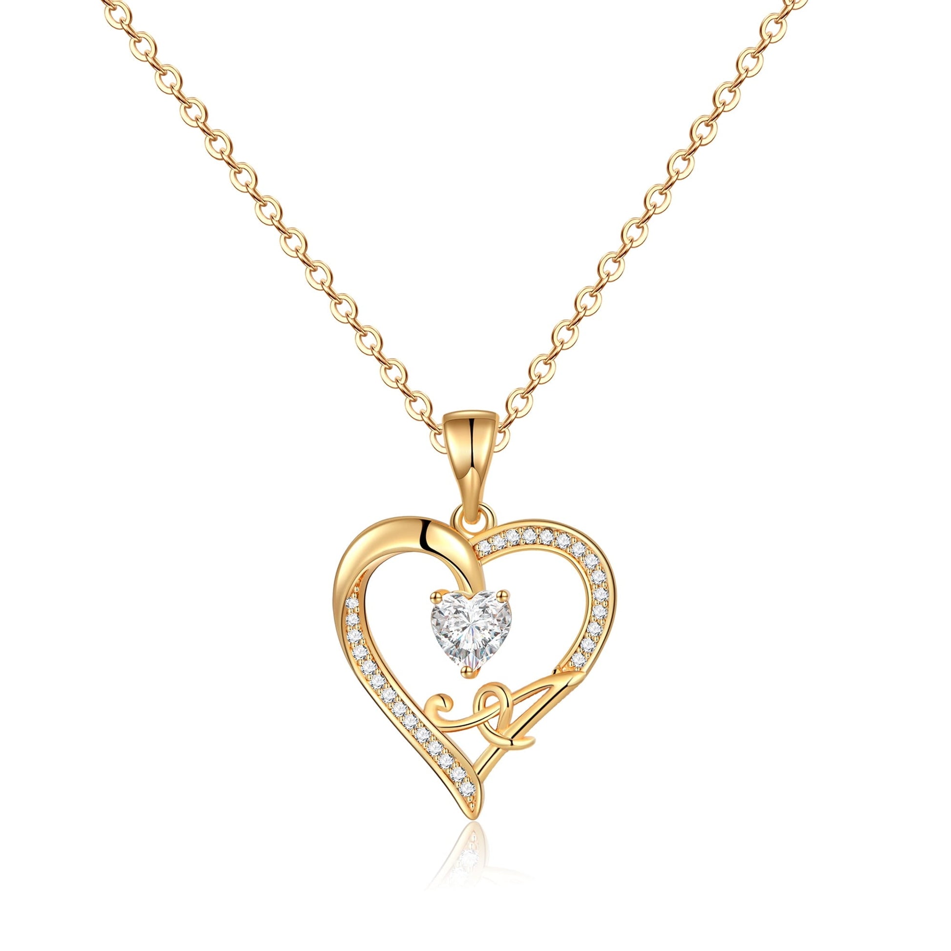 Initial Heart Necklace for Women 