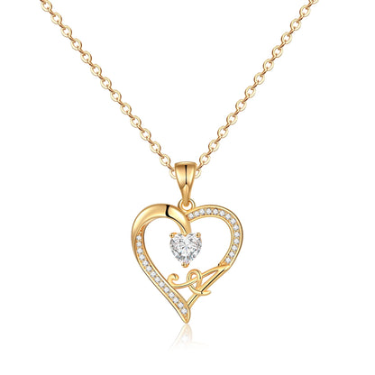 Initial Heart Necklace for Women 