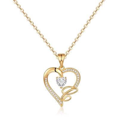 Initial Heart Necklace for Women 