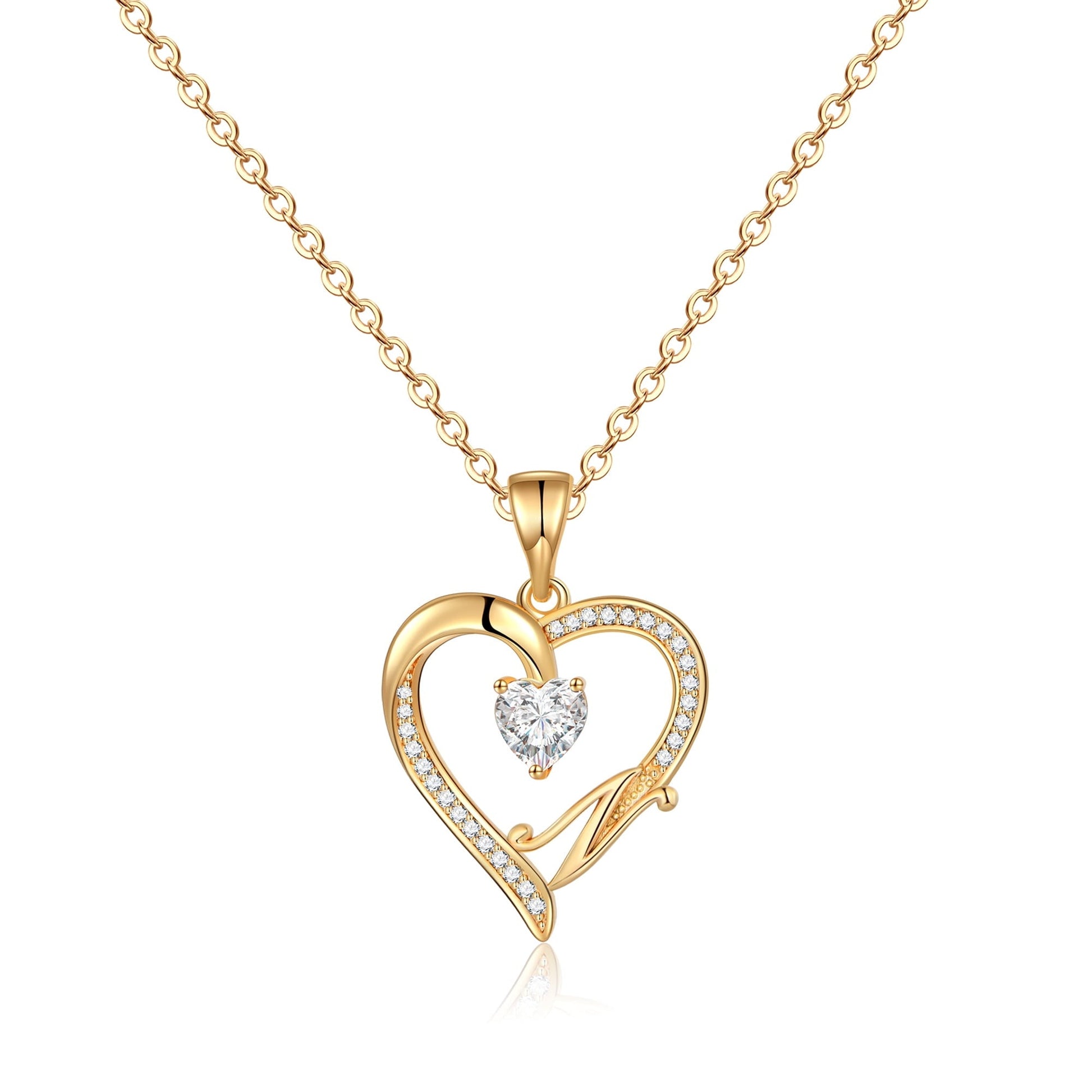 Initial Heart Necklace for Women 