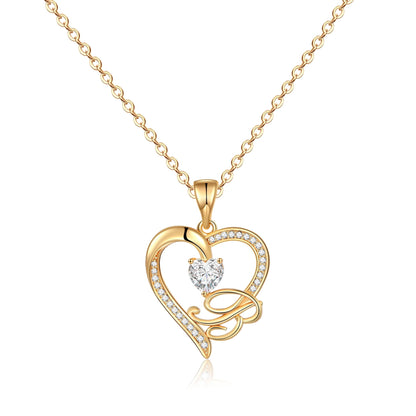 Initial Heart Necklace for Women 