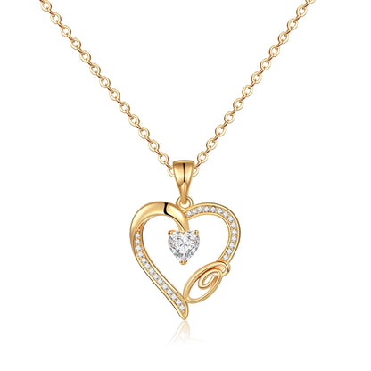 Initial Heart Necklace for Women 