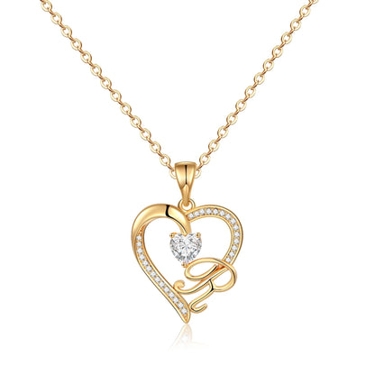 Initial Heart Necklace for Women 