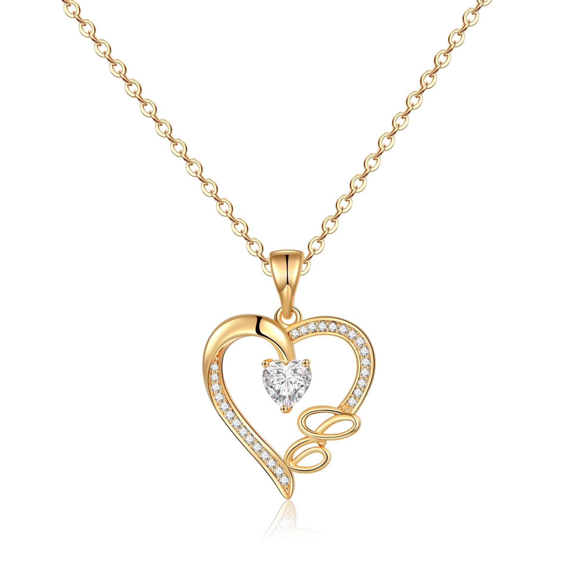 Initial Heart Necklace for Women 
