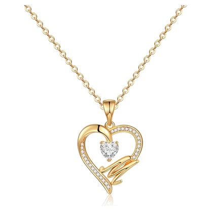 Initial Heart Necklace for Women 