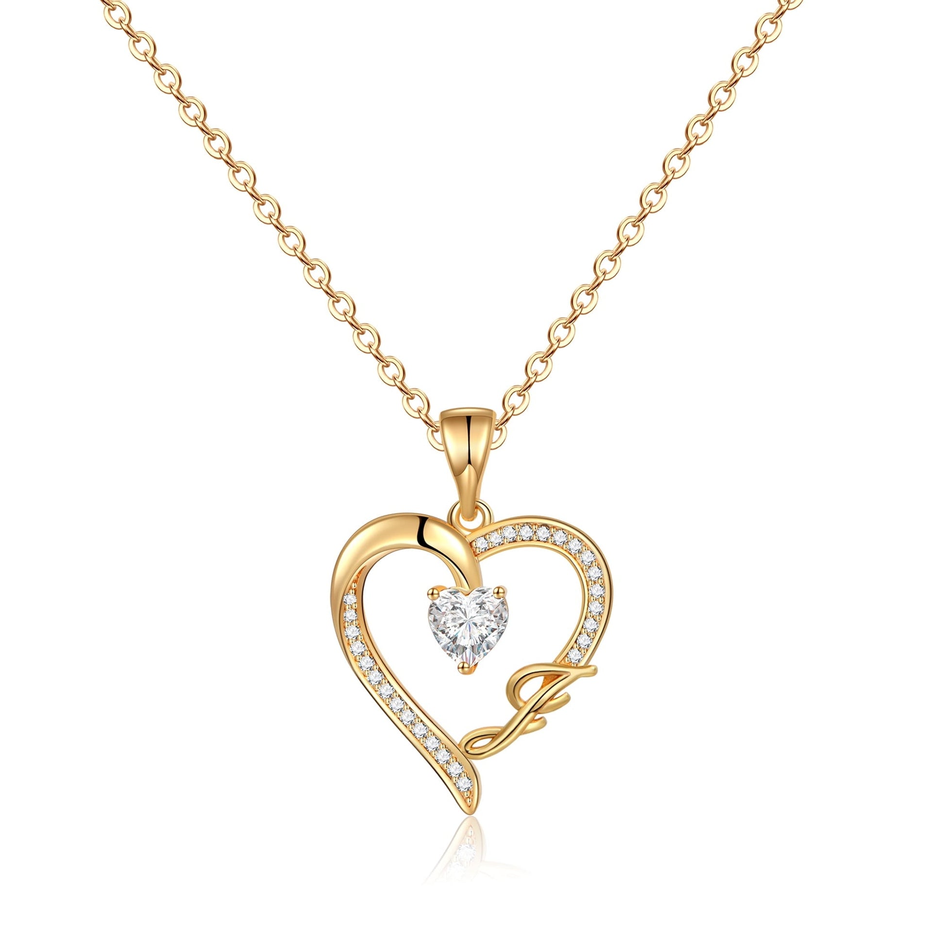 Initial Heart Necklace for Women 