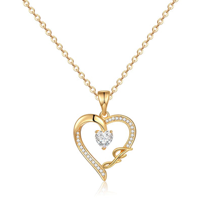 Initial Heart Necklace for Women 